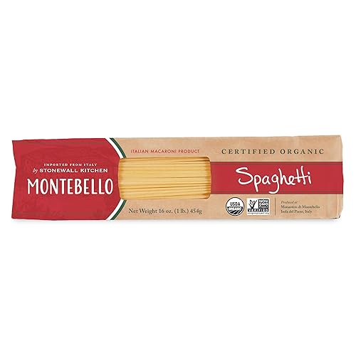 Montebello Espaguetis orgánicos, macarrones italianos, bolsa de 16 onzas