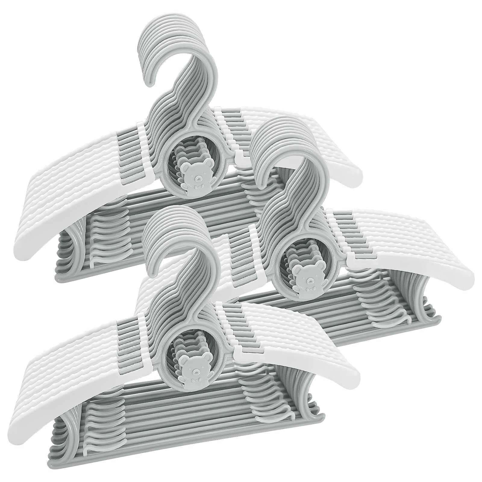 JurciCat 20 Pièces Cintre Enfant Cintres Enfants Cintres Bebe Ceintres Pour Enfant Cintre Bébé Extensible Plastique Avec Crochets Oursons Empilables Pour Vêtements D'enfants Et Bébé