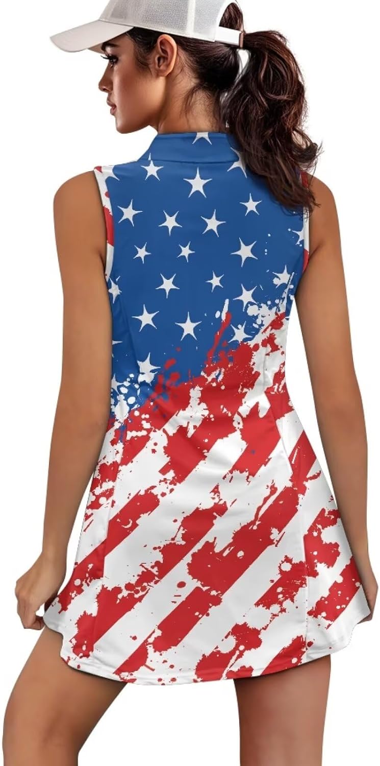 Sleeveless Golf Dress for Women Half Zip Polo Dress Suitable for Golf Tennis Pickleball Padel Courses Athletic Wear