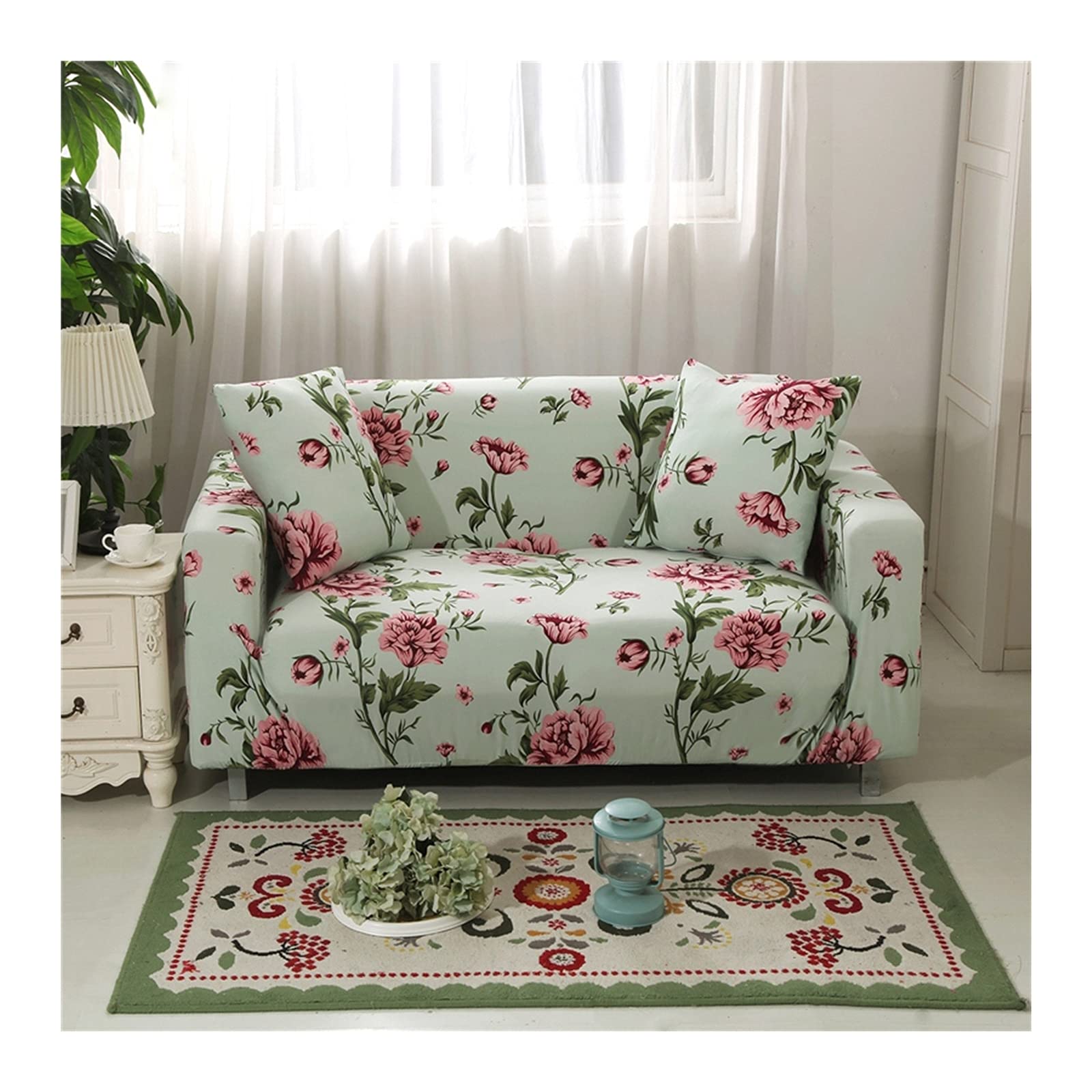 Protecteur de canapé 145-185cm housses canapé 2 places fleurs lavables