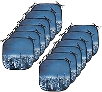 Vista 71 de Lunarable USA Chair Cushion Pad, American Cities Skylines Metropolis Architecture Sketch Style Hand Drawn Art Print, Seat Padding for Kitchen &