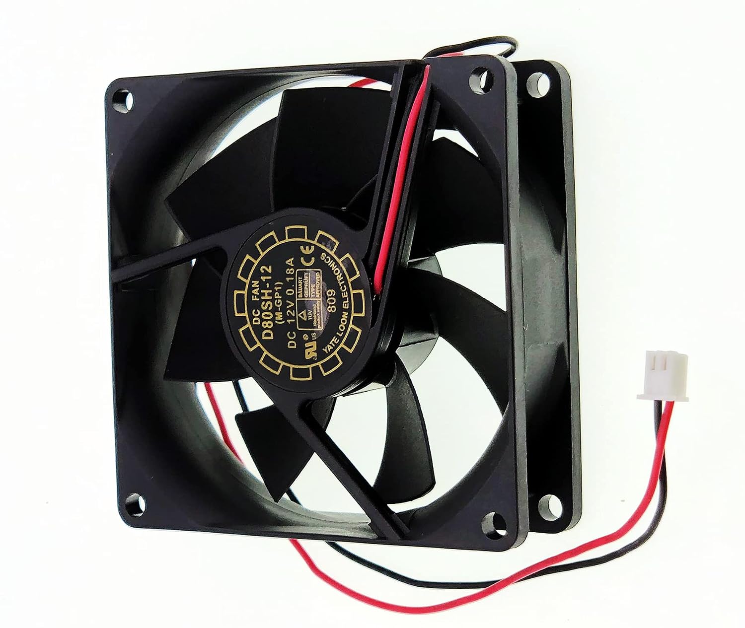New Power Supply Chassis Cooling Fan for YaLnFAN D80SH-12 8025 Size:80 * 80 * 25mm DC12V 0.18A 2-Wire 2-Pin