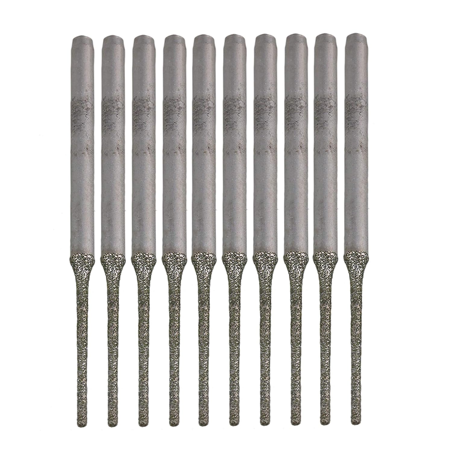 BQLZR 1MM Silver Extended Gems Diamond Drill Bits Bowlder Pearls Jewelry Agates Hole Drill Bits Diamond Coated Tip Pack of 10