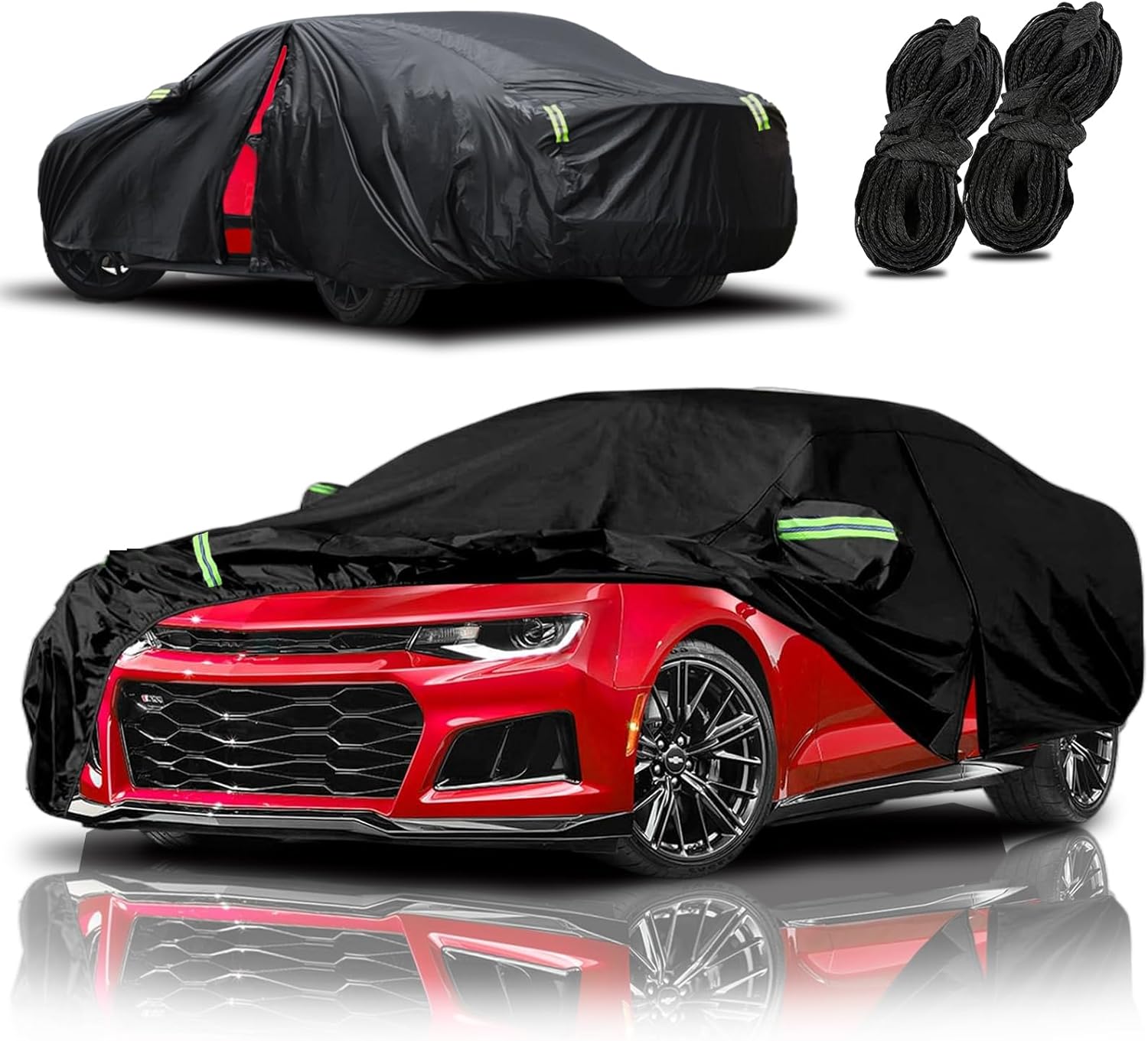 Heavy Duty Waterproof Cover Fit for Chevrolet Chevy Camaro(1982-2025), All Weather Outdoor Cover with Door Zipper for Sun, Rain, Dust, Snow & UV Protection, Black