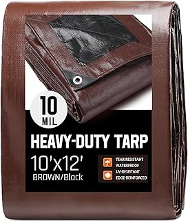 10 x 12 FT Waterproof Heavy Duty Tarp, 10 Mil Thick, Outdoor Furniture Covers,