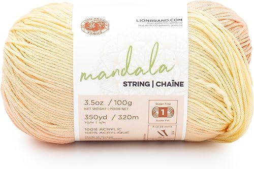 Miniatura 7 de Lion Brand Yarn Cuerda de mandala, hilo de dedos para tejer y ganchillo, tune, paquete de 3