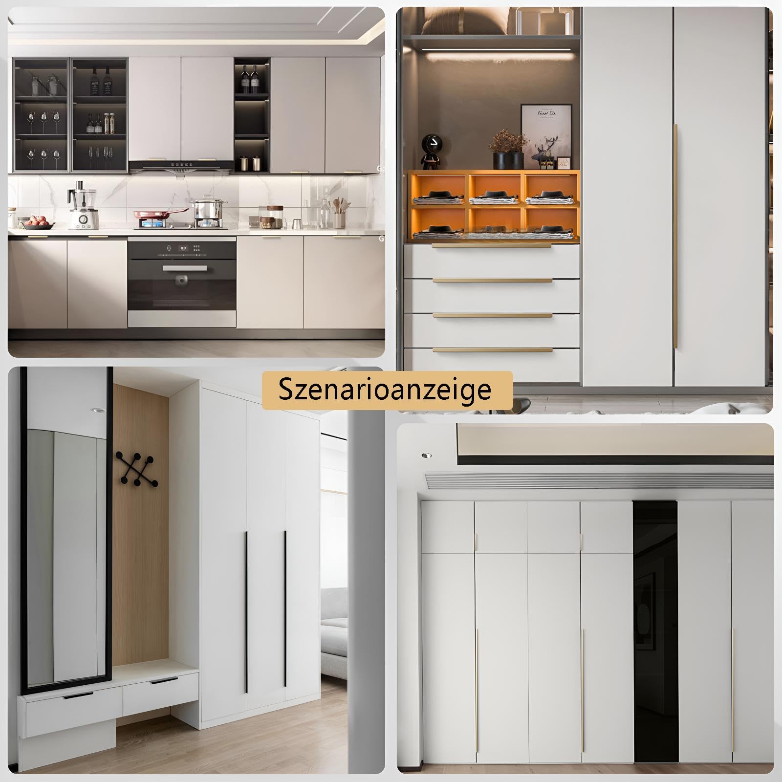 Griffe Für Küchenfronten 3er Set L:20/30/40/50/60/80/100/120cm Möbelgriffe Aluminium Türgriff Schrank Schrank Türgriffe Für Innen Und Außentüren Ideal Für Modernes Wohnen(Schwarz,L:120CM)