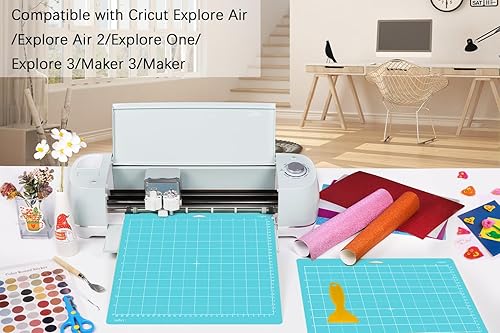 Miniatura 2 de Colemoly Alfombrilla de corte de 12 x 12, paquete de 4 luces para Cricut Maker 3MakerExplore 3Air 2AirOne, 1 paquete de 1 raspador de tarjetas