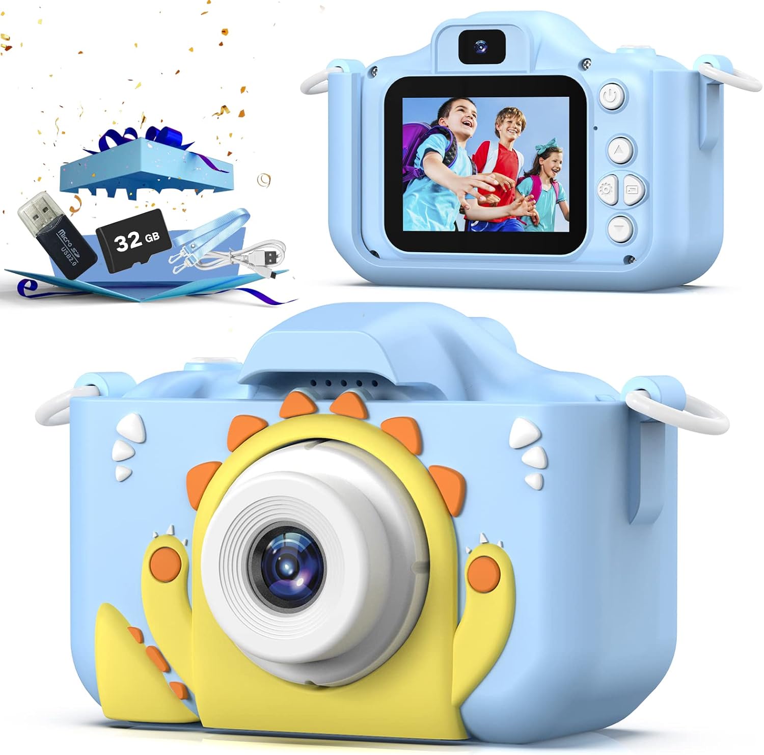 ZEEMON Kids Selfie Camera, Christmas Birthday Gifts for Boys Age 3-9,HD Digital Video Cameras for Toddler.Portable Toy for 3 4 5 6 7 8 9 Year Old Boy with 32GB SD Card. (Blue)