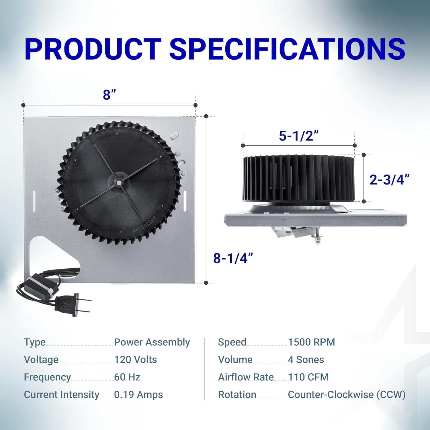 S97015157 Motor Replacement Compatible with Broan NuTone Bathroom Exhaust Fan - 8"× 8-1/4" Housing by BlueStars - 676-D/2676F-A 680-A 674 684NT-A 684-D/2684F-A 672SP - Fan Motor 110 CFM/ 4 Sones