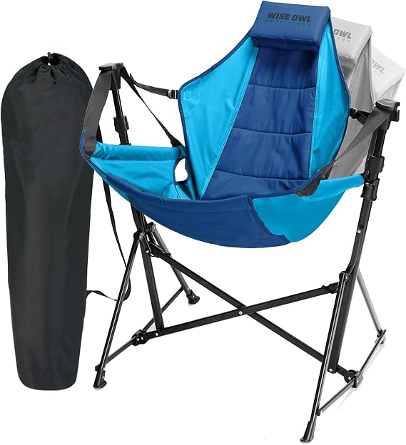Wise Owl Outfitters Hammock Chair for Adults Comfortable Portable Folding Rocking Camping Chair with Carry Bag Great for Lawn, Campsite & Outdoors