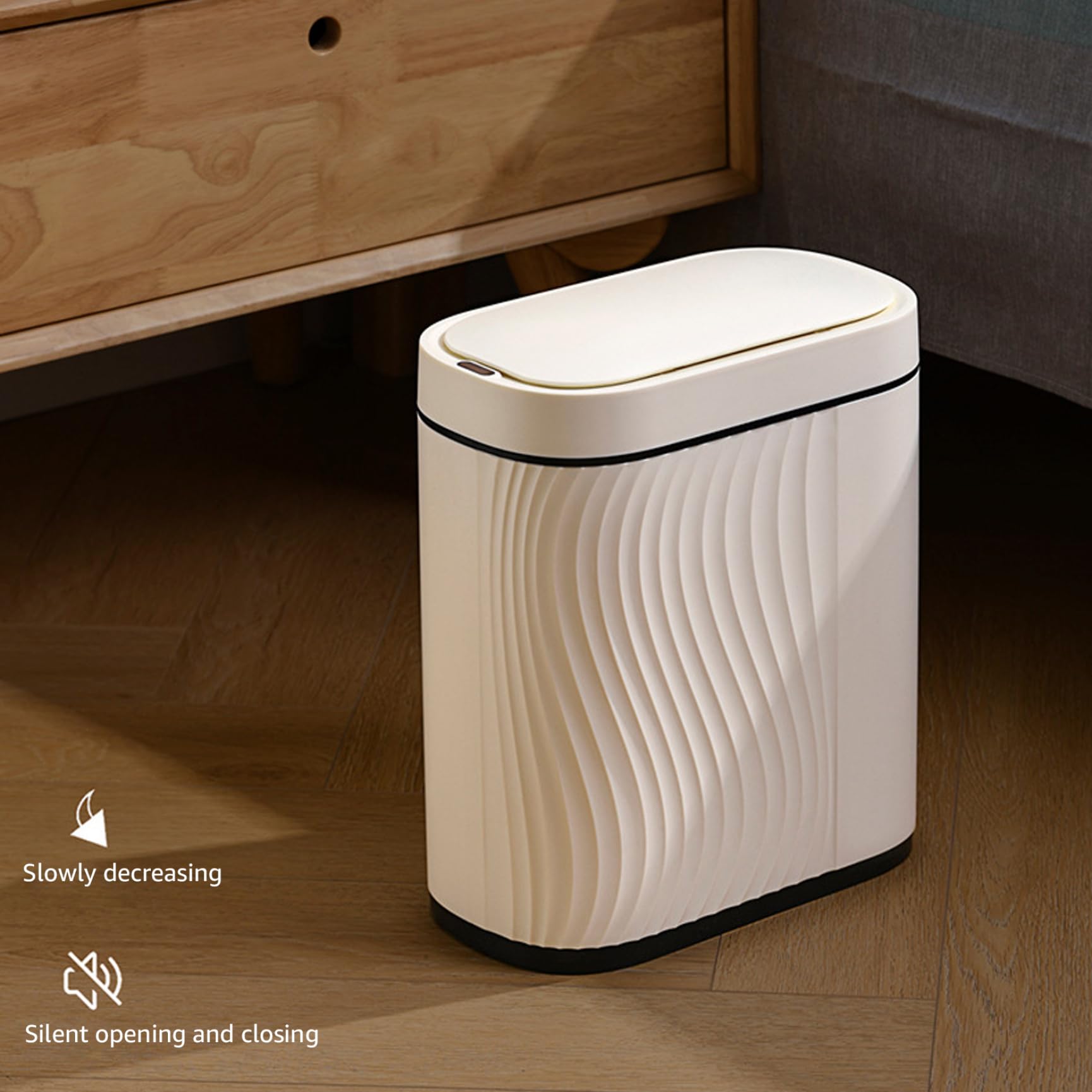 Pattumiera da Bagno 12x10x6 Sensore di Movimento Pattumiera Automatica con Coperchio Stretta Impermeabile per Bagno, Camera da Letto, Ufficio, Senza Batteria.