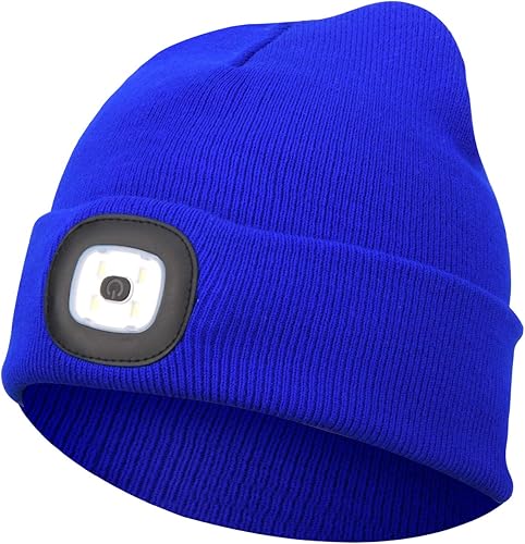 Beanie Hat with Light Unisex LED Beanie Hat with Light USB Rechargeable Running Hat Alpine Cap Gift for Men and Women Teens