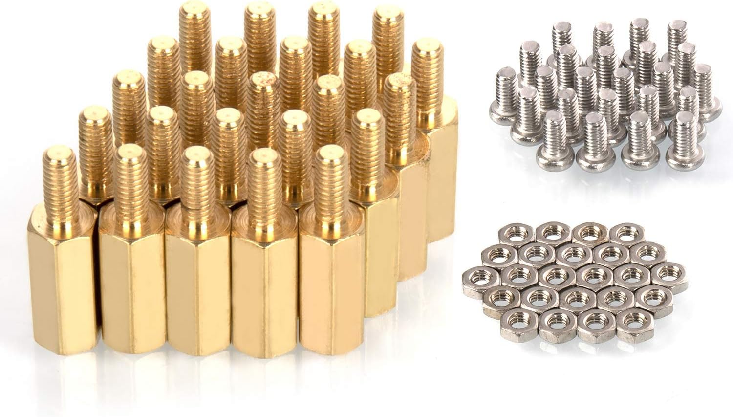 HanTof Raspberry Pi 3 Model B+ Standoffs Pack 24 Pieces/LoT M2.5 (11mm Body + 6mm Screw) Hex Brass Standoff Cylinder + Screw + Nut Kits for Raspberry pi 3 B Plus/3B/2B/B+/A+ Hat