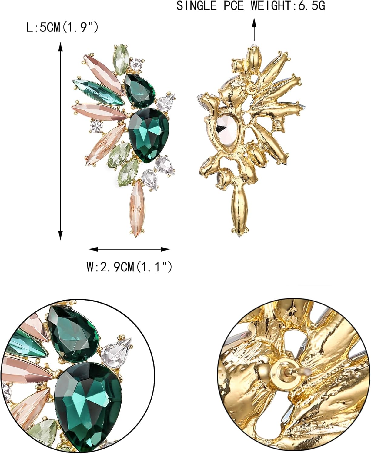 EVER FAITH Vintage Rhinestone Statement Earrings, Fashion Bling Colorful Marquise Drop Crystal Cluster Dangle Pierced Earrings for Women - Image 5