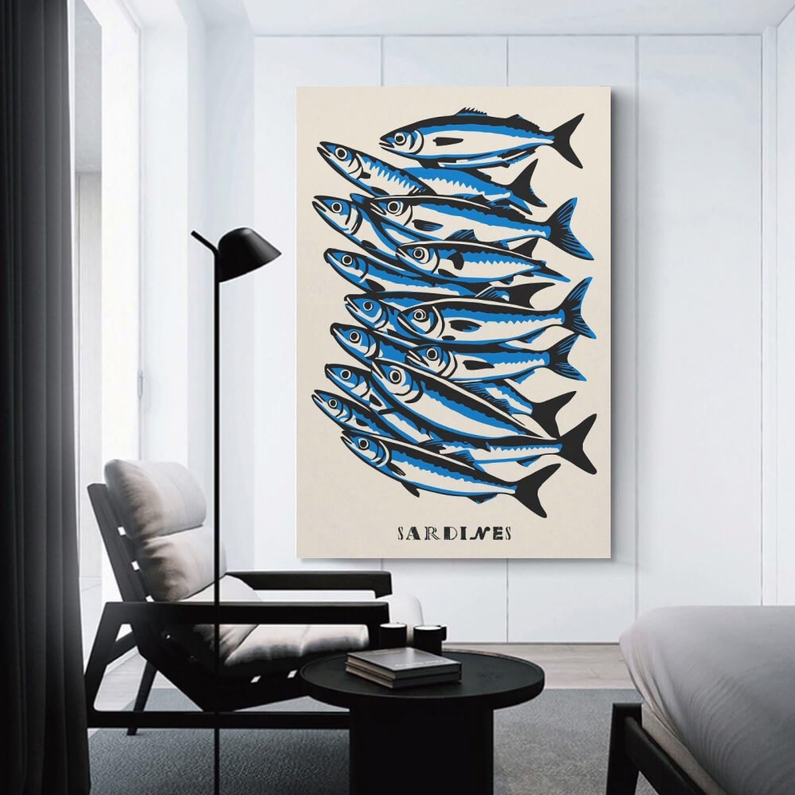Junmoney Hanging Wall Art Retro Sardines Art, 16x24inch(40x60cm), for Contemporary Homes, Apartments Or Offices, Stylish Wall Art for Fresh Spaces