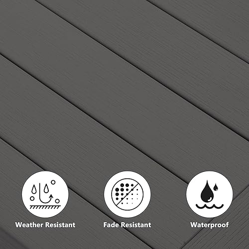 Vista 32 de Double Adirondack - Mesa auxiliar rectangular para exteriores, resistente a la intemperie, para silla Adirondack, color gris