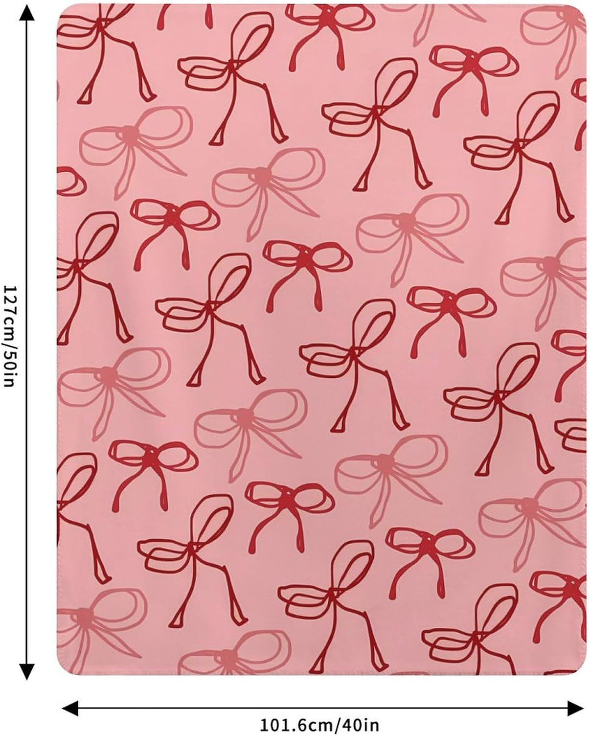 Pink Ribbon Red Bow Throw Blankets Fleece Blanket Super Soft Plush Throw Blanket Cozy Fuzzy Bed Blankets Microfiber Flannel Blankets for Couch, Bed, Sofa-40"x50"