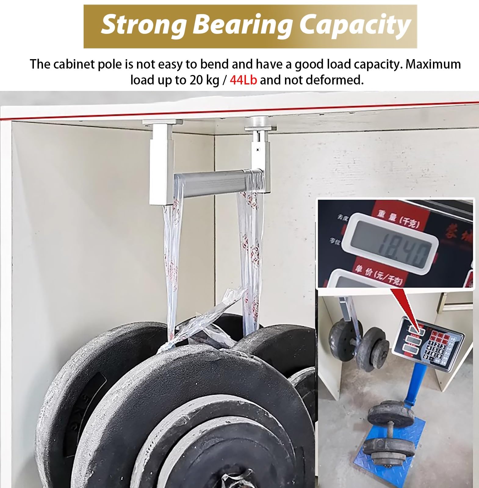 Bastone Armadio Appendiabiti Asta Appendiabiti a U Nera, Staffa Regolabile per Appendiabiti, Aste per Guardaroba/Mobili su Misura(36inch/91.4cm)
