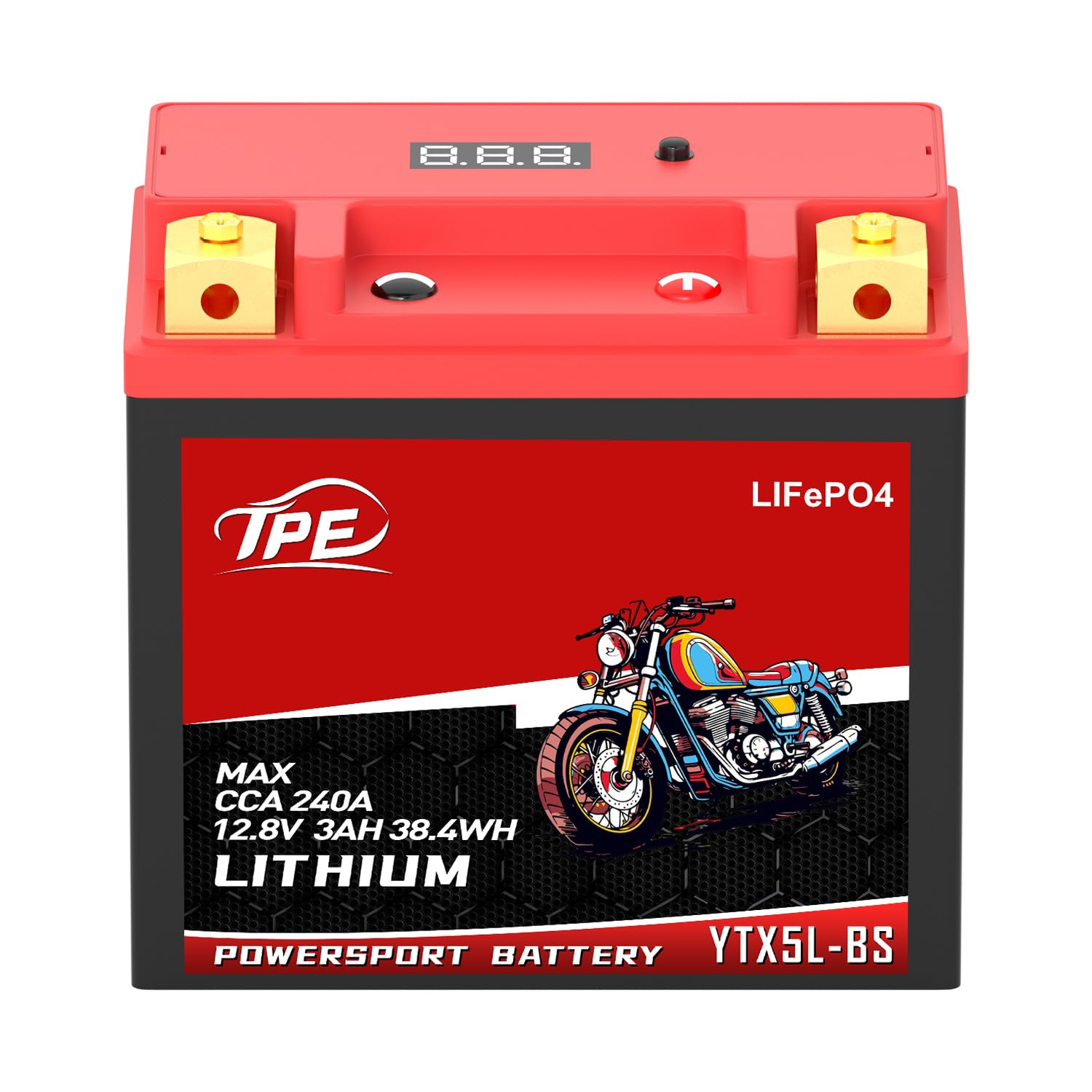 TPE Lithium Motorcycle DLF5L-BS 12V 3Ah LiFePO4 System Life Cycles for ATV, UTV Jet Ski Scooter, Motocross