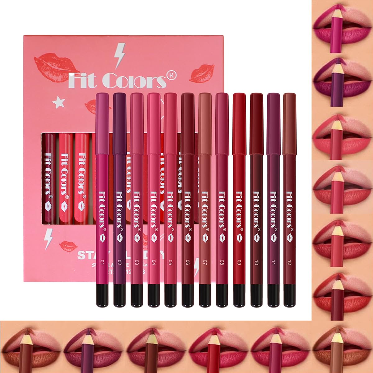 Baorder Set Di 12 Matite Opache Per Labbra In Velluto Cremoso Opaco, Rossetto Per Labbra, Kit Per Il Trucco Delle Labbra, Colore Durevole, Impermeabile, Liscio Ad Alta Pigmentazione-image