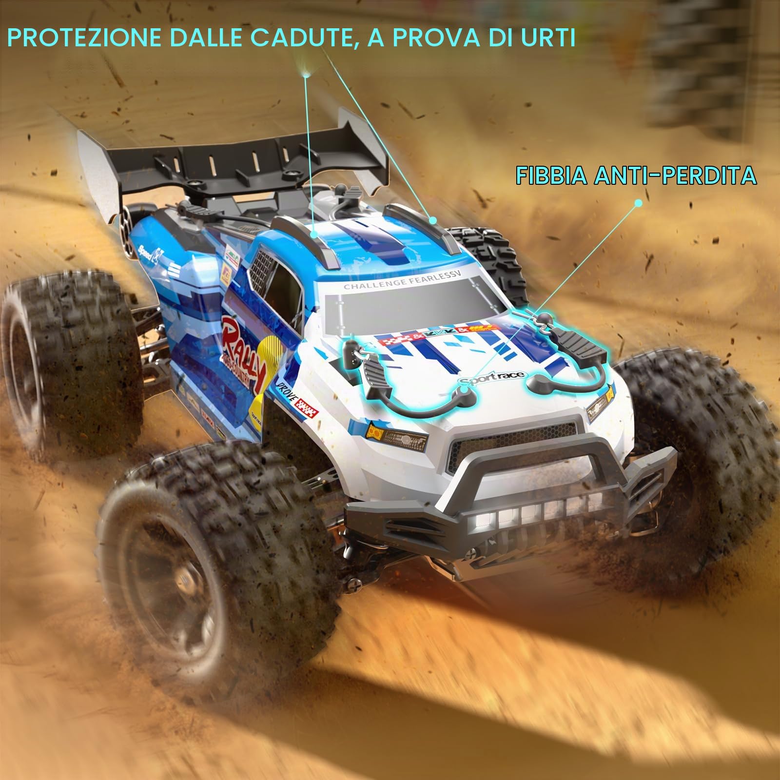 YONCHER 18101 PRO Macchina Telecomandata Professionale, 1:18 60KM/H Brushless RC Auto Telecomandate,Offroad 4WD Monster Truck per Adulti, 4x4 Camion 2 Batterie 50+ Minuti per Bambini