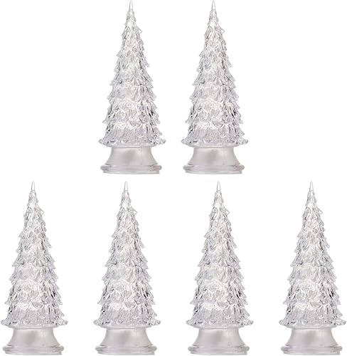 6 piezas de cristal iluminado árbol de Navidad LED mesa estatuilla árbol de Navidad artificial decoración árbol de Navidad luces de noche coloridas