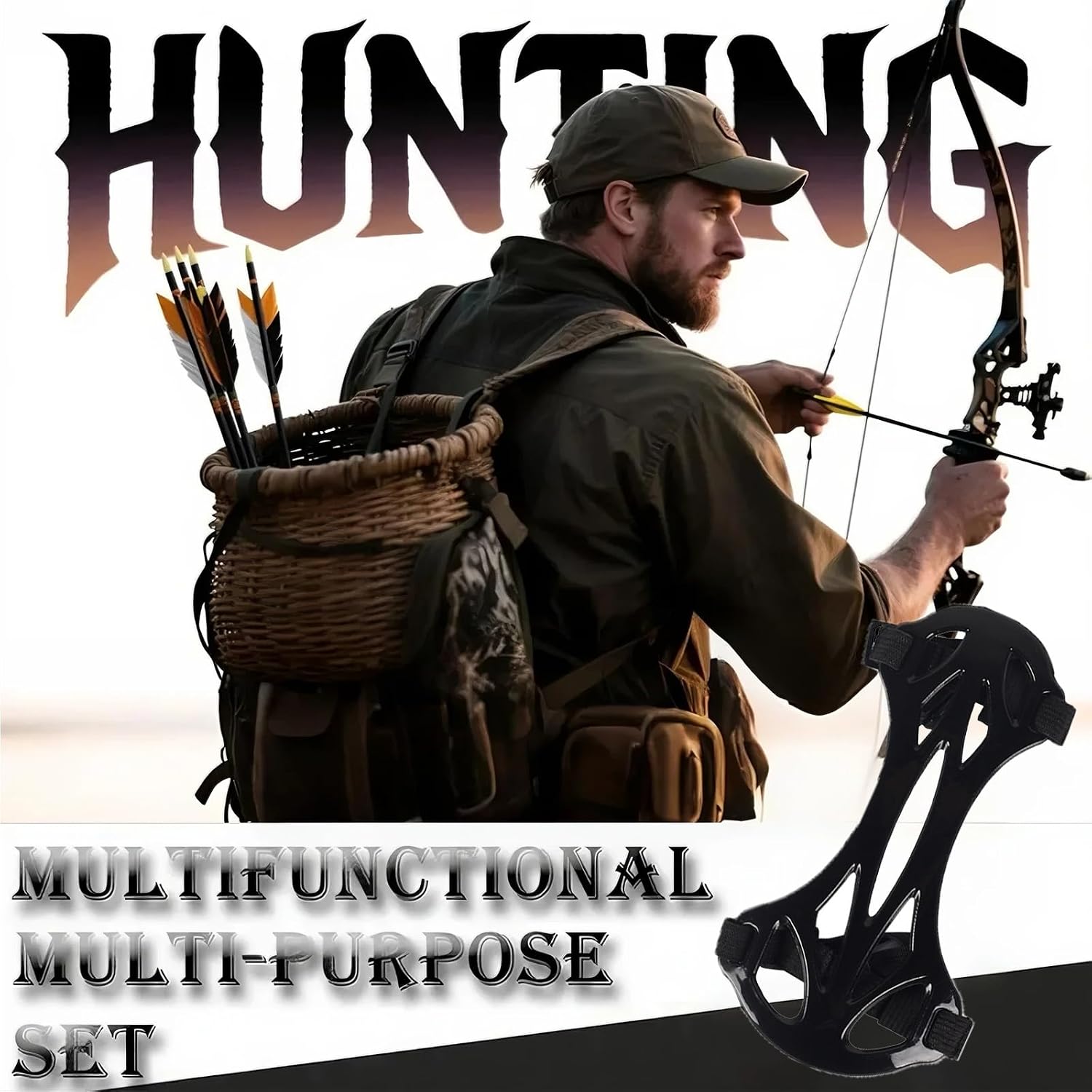 Outdoor Adjustable Carbon Fiber Nylon Protective Arm Guard Protector Shooting Archery Armguards Accessory Comes with Double-Layer Leather Finger Sleeves