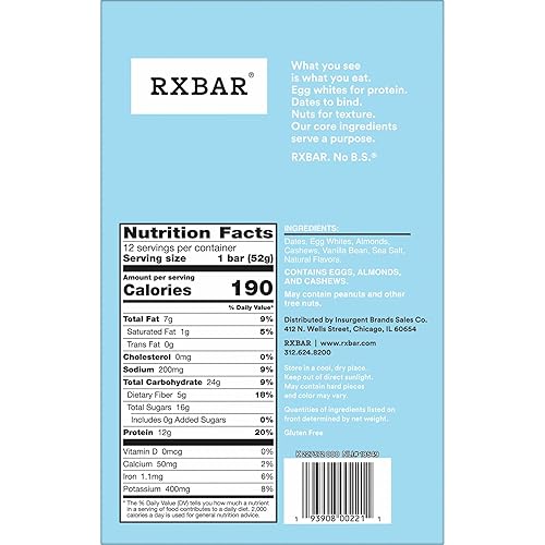 Miniatura 3 de RXBAR Barrita de proteínas con chispas de chocolate 183 onzas paquete de 24 barritas de desayuno aperitivo alto en proteínas