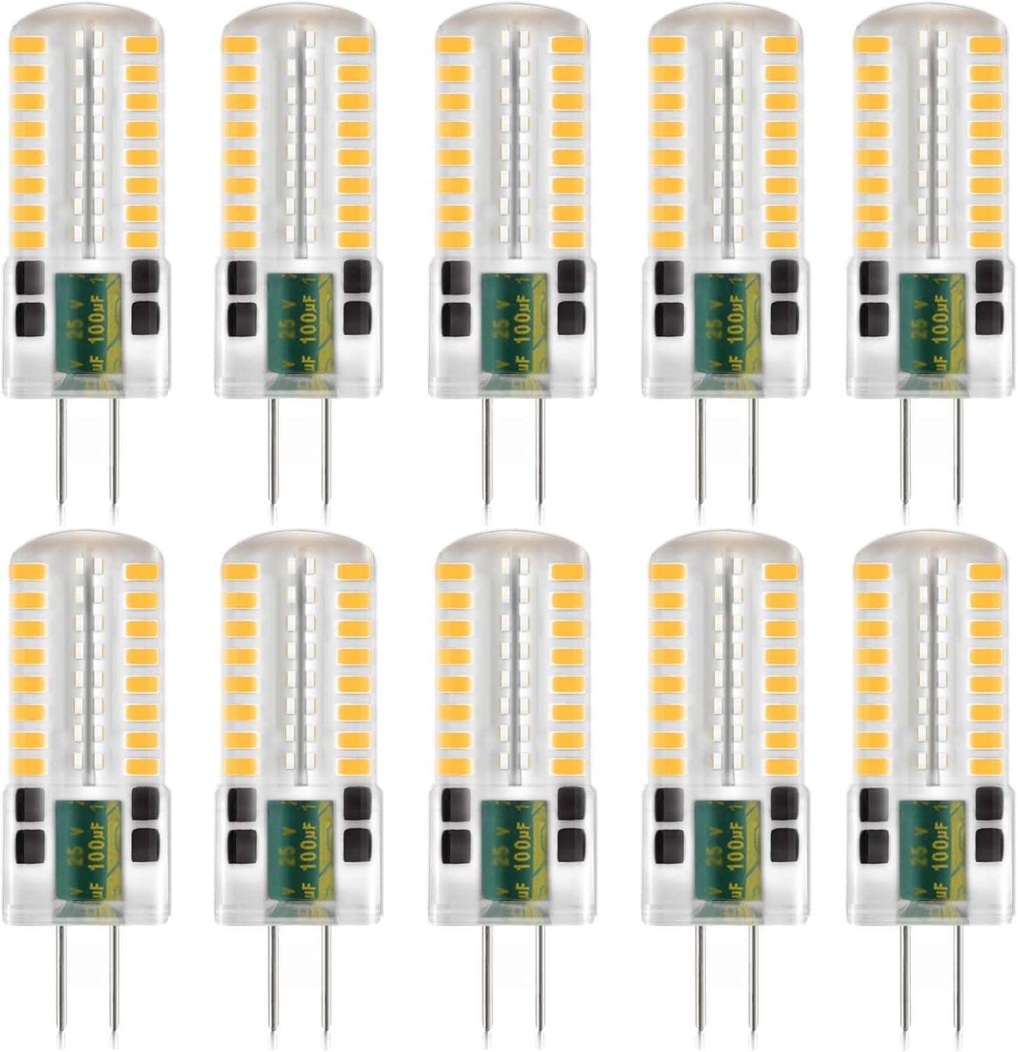 10 Pack G4 Led Bulbs AC DC 12V 3W Equivalent 30W Halogen 300 Lumen Warm White 3000K Bi-Pin Base Landscape Light Bulb