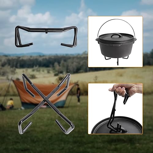 Miniatura 5 de Juego de cocina para exteriores, kit de fogata, equipo de cocina de campamento con trípode de fogata para horno holandés, olla de hierro fundido,