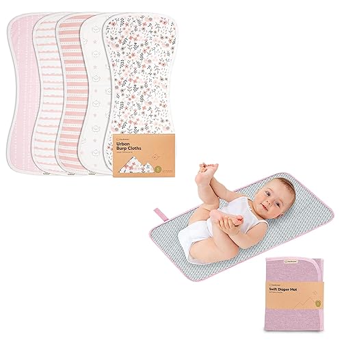 Paquete de paños orgánicos para eructos para bebés, niños y niñas y cambiador de pañales portátil, paño para eructos, ropa para eructos, (Sweet