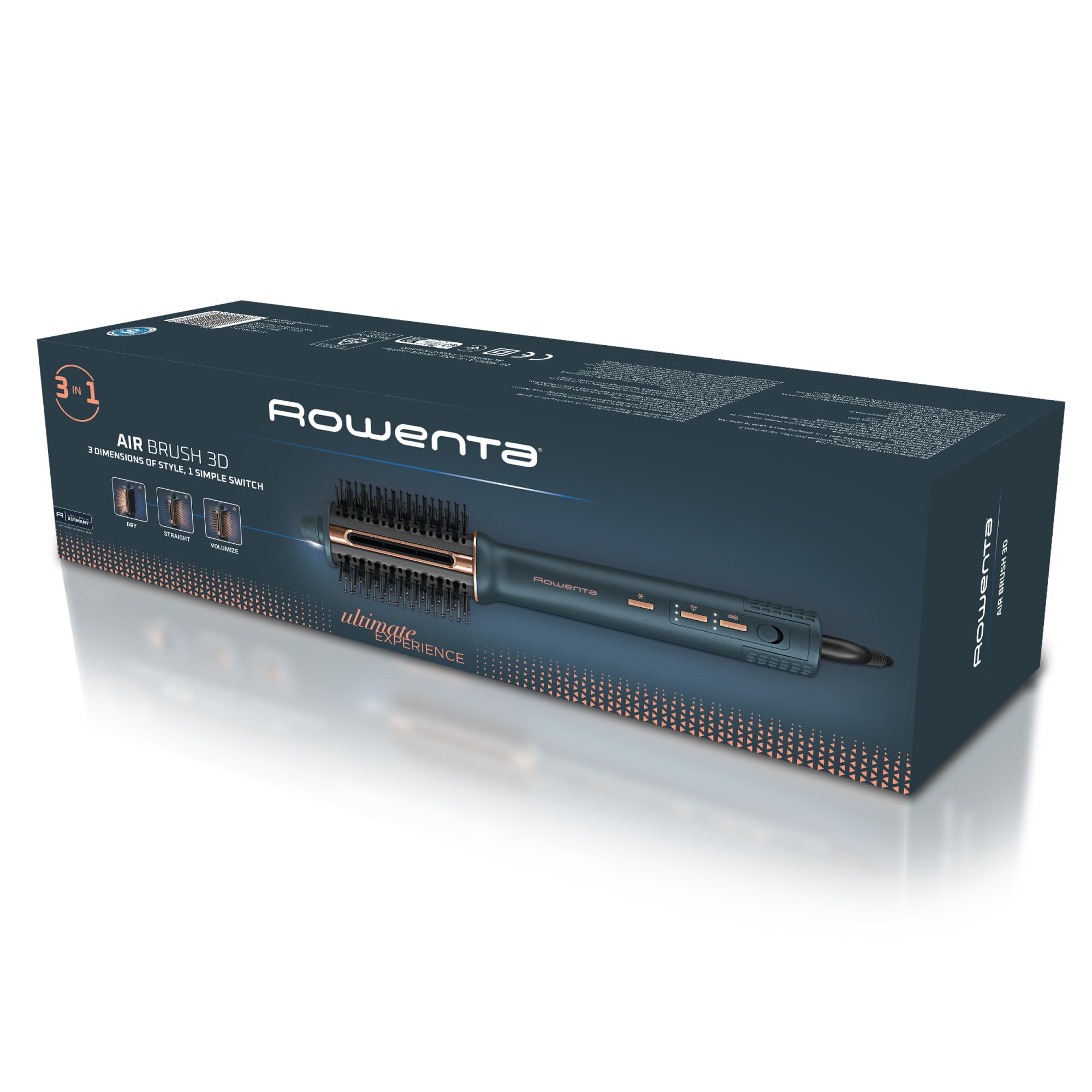 Rowenta Air Brush 3D, Spazzola ad Aria Calda, Styling 3-in-1 Versatile e Alte Prestazioni per Capelli Lisci, Voluminosi o Naturali, Risultati Facili e Sicuri, UB9720