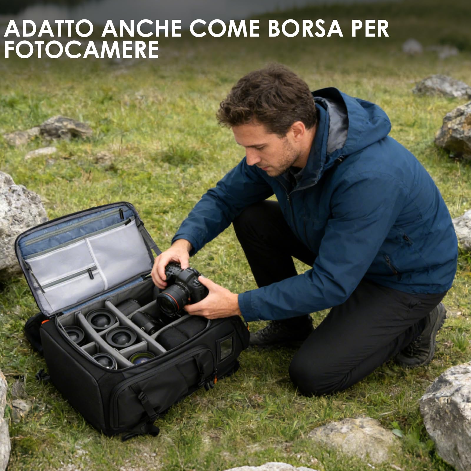 TARION Zaino per Drone FPV e macchina Fotografica: Zaino Professionale Impermeabile per Fotocamera Borsa Fotografica per Quadricottero da Corsa FPV Accessori per il Controllo Remoto