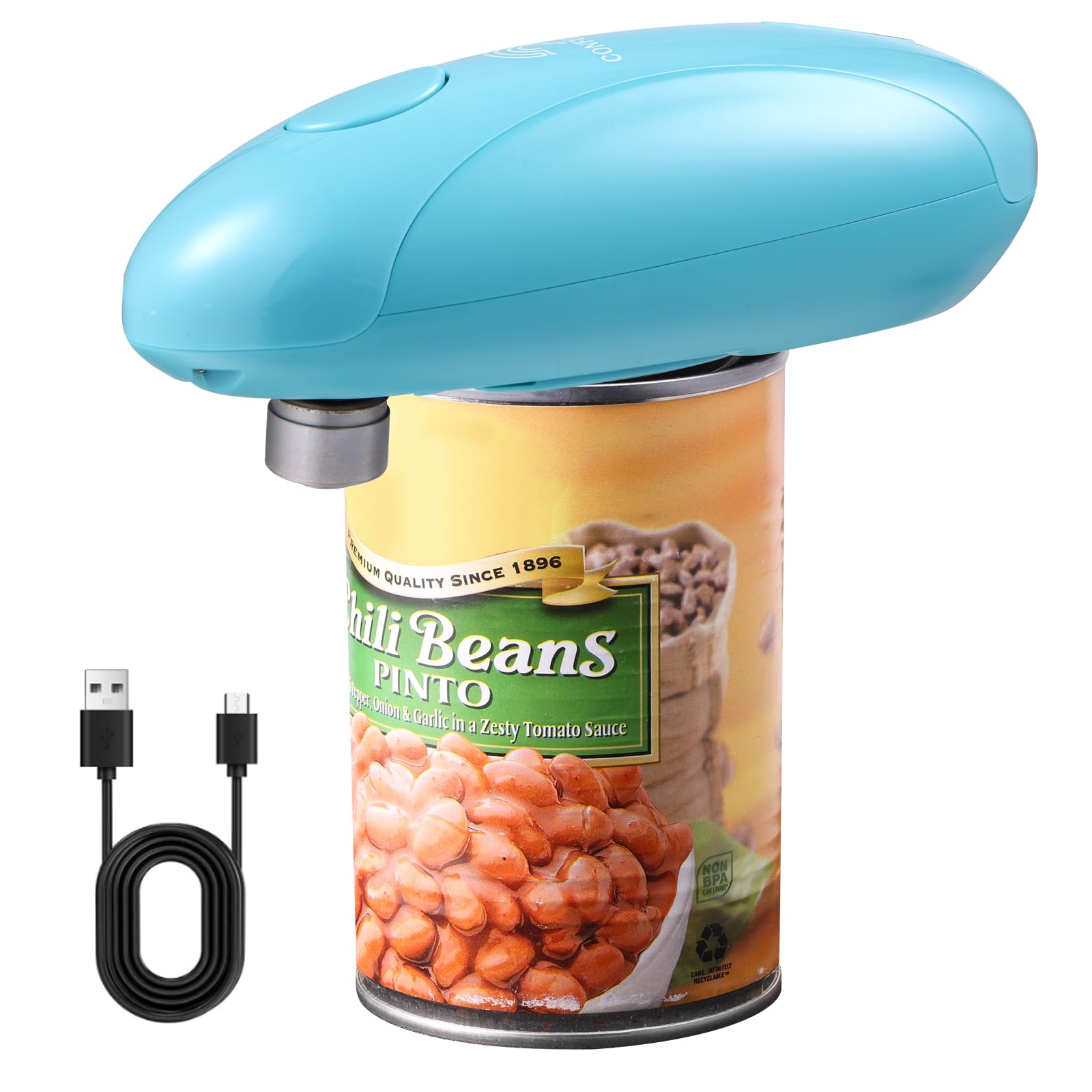 Electric Can Opener,Upgraded One Touch Tin Openers for Arthritis Hands,Smooth Edge Cutting,USB Type-C Charging,Built-in Lid Lifter,Tin Opener Electric Rechargeable (Blue)