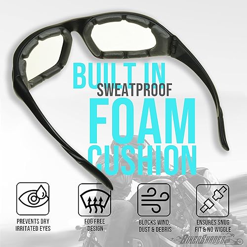 Miniatura 5 de Bikershades Gafas de seguridad para motocicleta, intercambiables, para hombres, tamaños de cabeza grandes