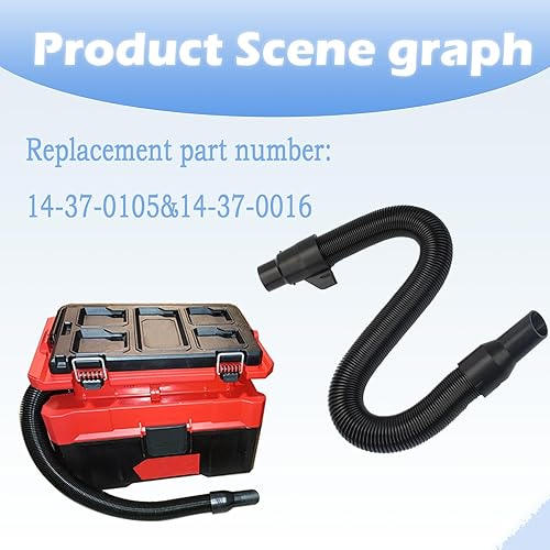 Miniatura 6 de 14-37-0105 Manguera de vacío compatible con Milwaukee M18 Packout Vacuum 0970-20 0880-20, manguera de aspiradora de 18 V y 2.5 galones de manguera