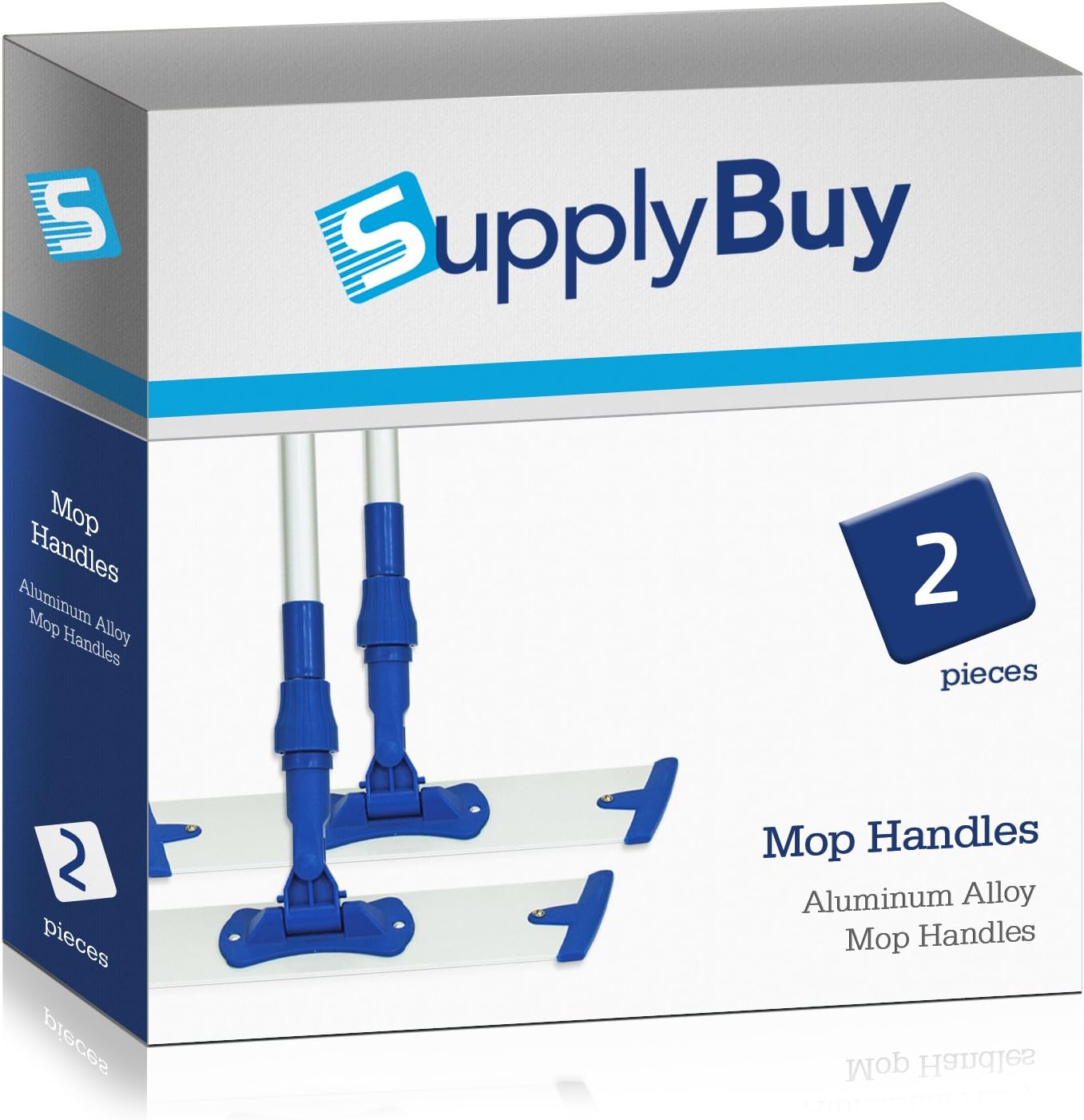 SupplyBuy 16" Professional Microfiber Mops | Extendable Stainless Steel Handles | Pack of 2