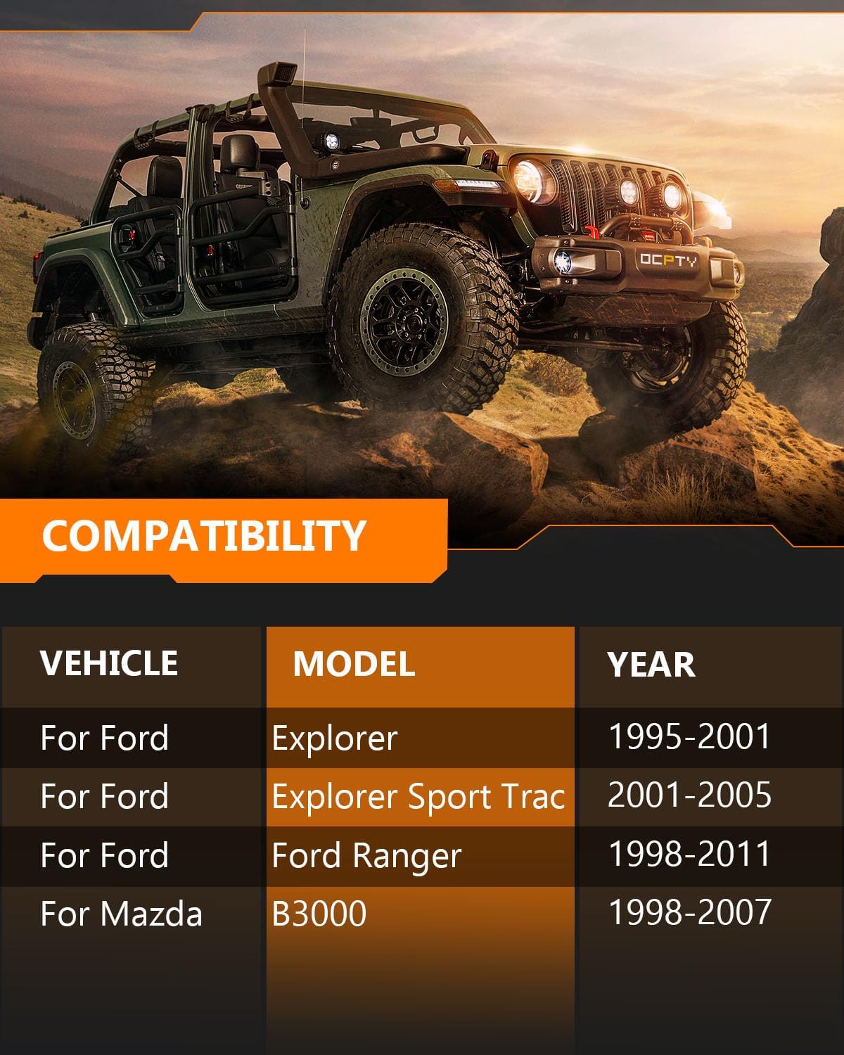 4WD/RWD Front Shocks for Ford,OCPTY Shock Absorbers for Ford Fits 1995-2001 for Ford Explorer,01-05 for Ford Explorer Sport Trac,98-11 for Ford Ranger,98-07 for Mazda B3000,98-09 for Mazda B4000 37122