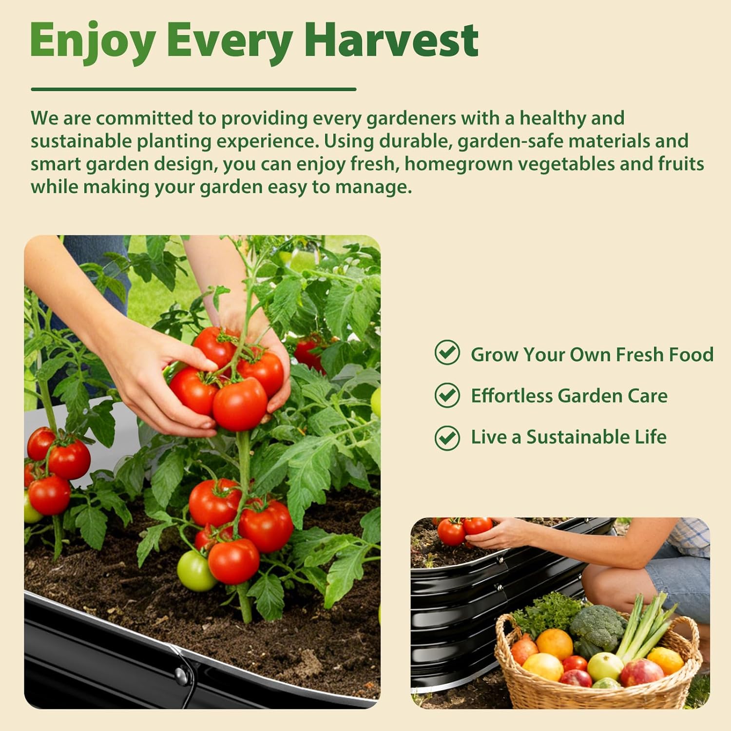 Galvanized Raised Garden Bed for Gardening, 4x4x1ft Large Square Metal Planter Boxes Outdoor for Vegetable,Flower,Herb,Modular Above Ground Growing Container,Black, Easy Assembly