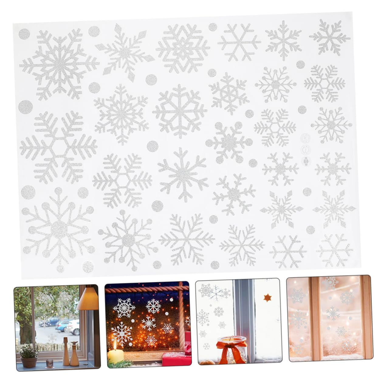 Homoyoyo 5hojas Pegatinas de Copos para Ventanas Navideñas Decoración de Fiesta Adhesivos de Copos para Escaparate