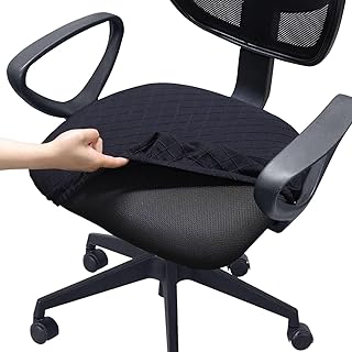 Melaluxe Stretch Jacquard Office Chair Cover, Removable Washable Desk Chair Cover Rotating Chair Seat Slipcover, Black