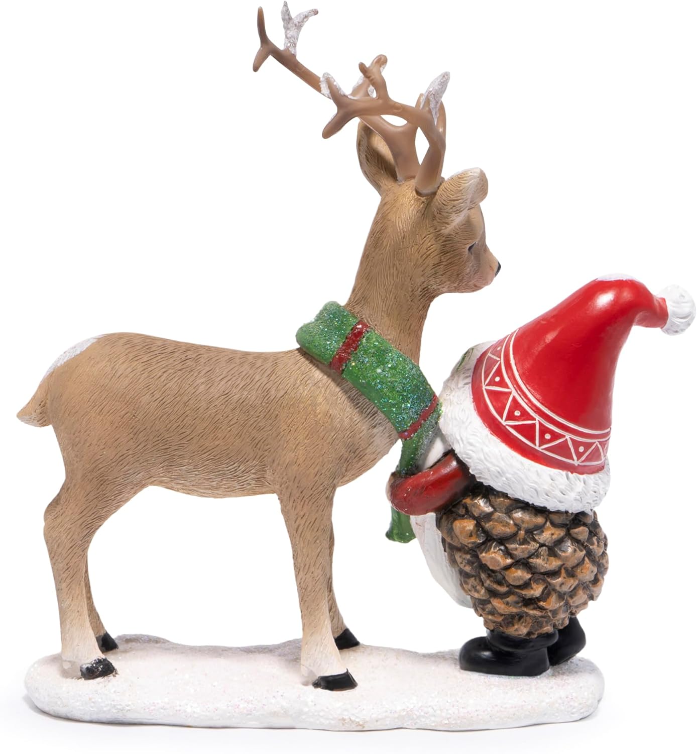 Hodao Christmas Gnome and Reindeer Figurine – Resin Holiday Decorations for Home, Indoor Table Decor, Cute Scandinavian Elf with Deer Ornament Gift for Family & Friends - Image 4