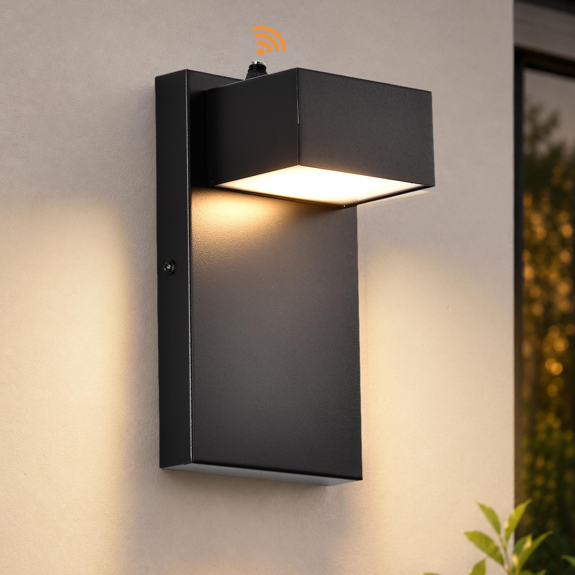Dusk Till Dawn Outdoor Wall Light, 11W LED Black Porch Light with Ambient Sensor, IP44 Waterproof Exterior Wall Light for Front Door, Patio, Terrace, 3000K Warm White