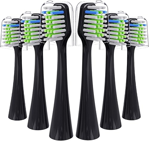 Cabezales de repuesto para cepillos de dientes compatibles con WaterPik Complete Care 5.0 y 9.0 (WP-861CC-01), 6 unidades (negro)