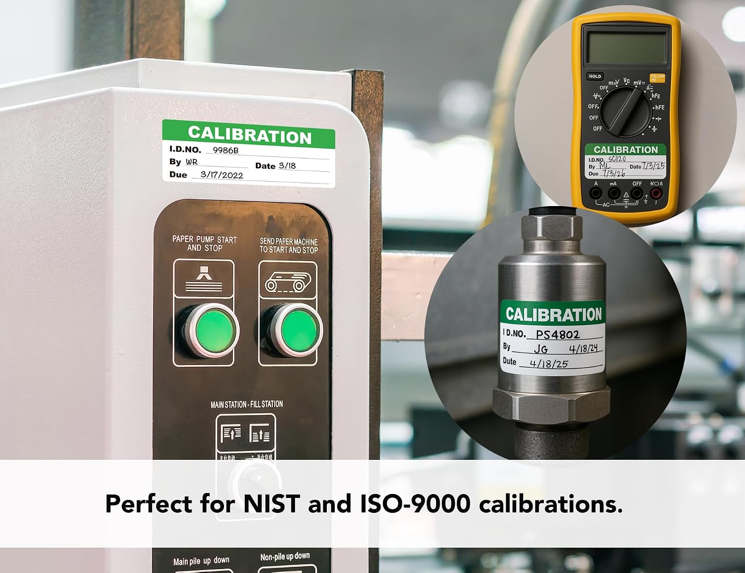 Self-Laminating Calibration Labels, 1.75''×0.63'', Waterproof Indoor/Outdoor Inspection Stickers for Metal & Plastic, Removable Residue-Free Adhesive, NIST/ISO-9000 Compliant, 180-Pack