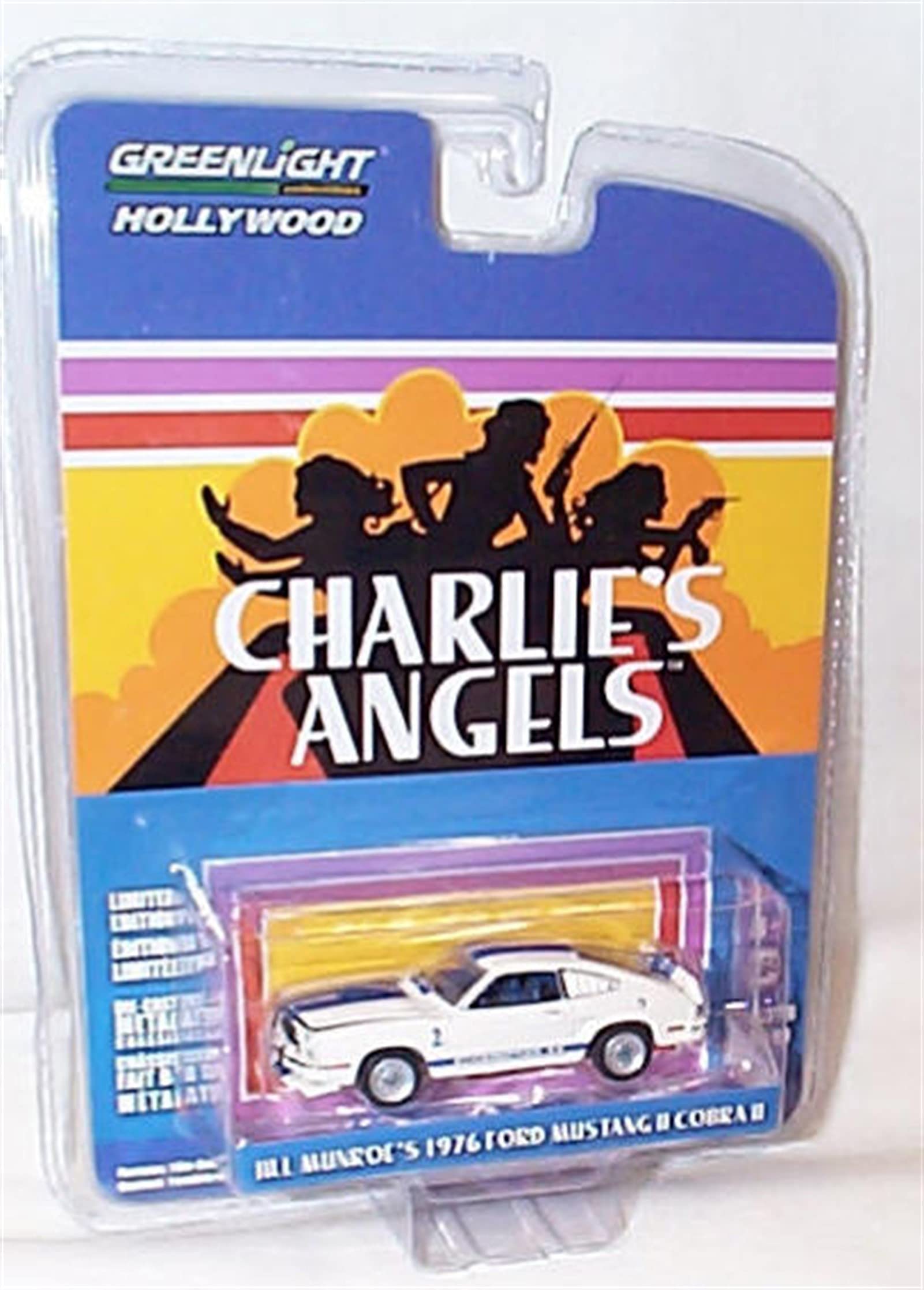 greenlight entertainment Jill Monroe's 1976 F0RD Mustang Charlies Angels white vehicle 1.64 scale limited edition diecast model