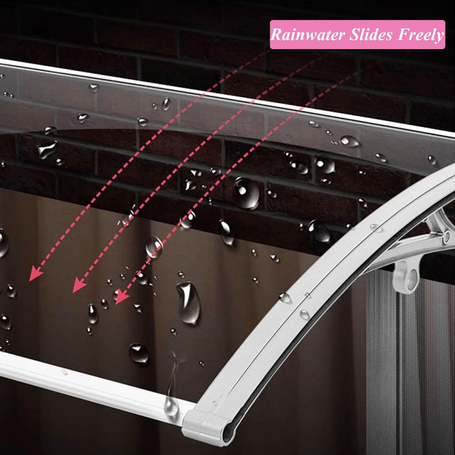 Awning Window Door Canopy Exterior Front Door Awning Canopy L:80-300cm Awnings UV Protection Rain Snow Shelter for Porch/Patio/Deck(Gold,60x120cm)
