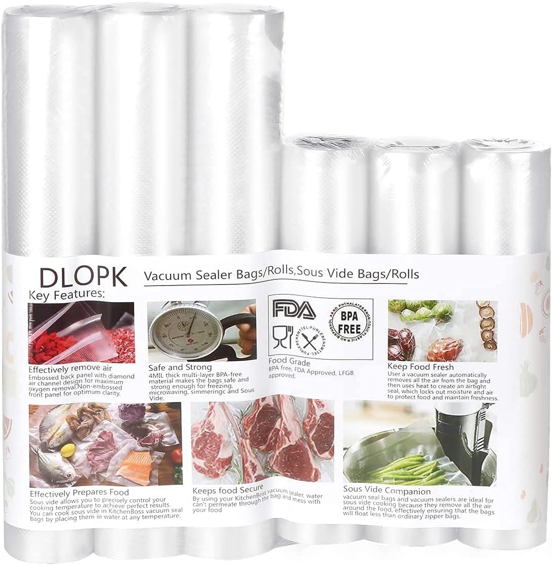 DLOPK Vakuumierbeutel Rollen - 15x280cm & 20x280cm, Reißfest Für Lebensmittel