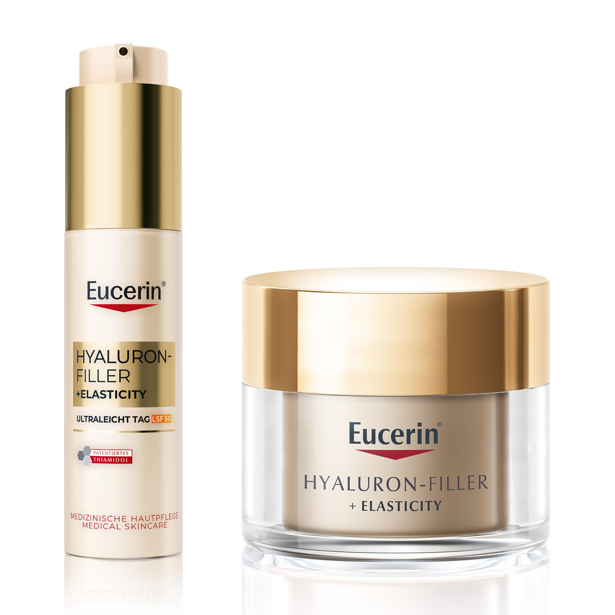 Eucerin Hyaluron-Filler + Elasticity Gesichtspflege-Set | Tagespflege fördert die Hautelastizität, reduziert Falten und Flecken, Anti-Aging Nachtpflege mit Hyaluronsäure und Thiamidol